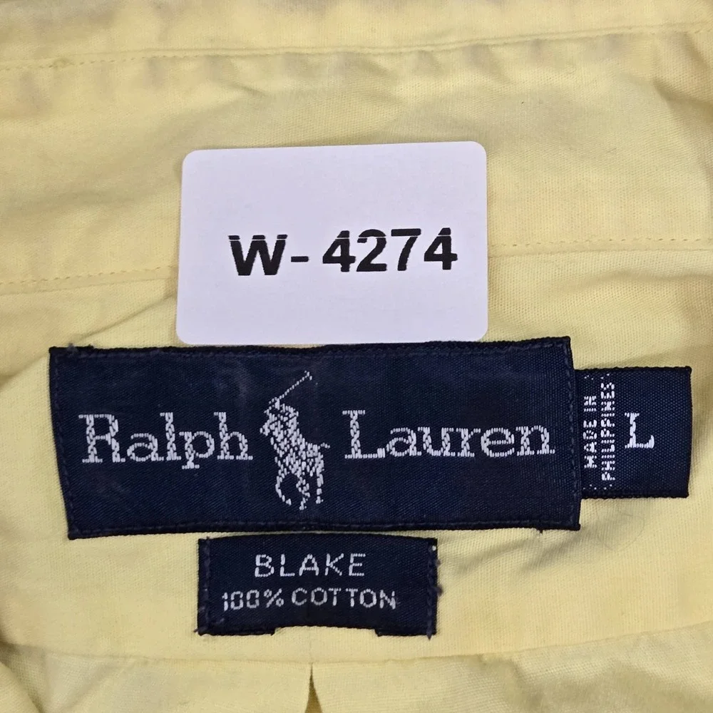 Ralph Lauren Men Button Up Shirt L Yellow Embroidered Blake Casual Shirt READ